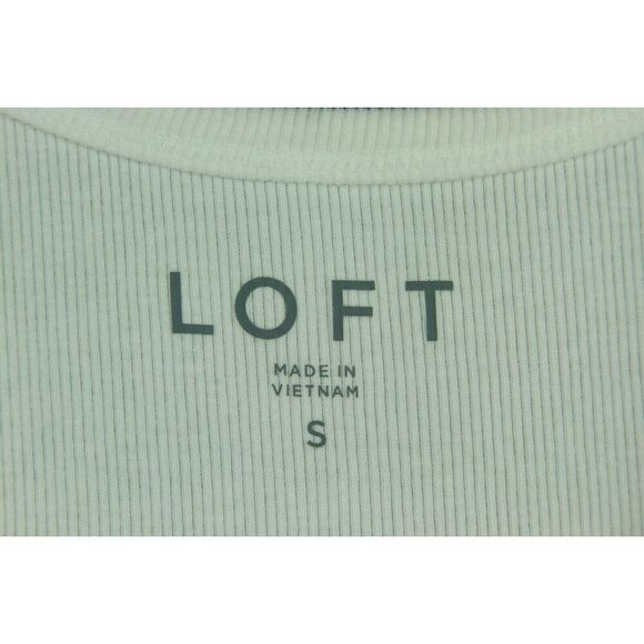LOFT Top Small White Ribbed Knit Sleeveless Cotton Womens Stretch - Picture 4 of 4